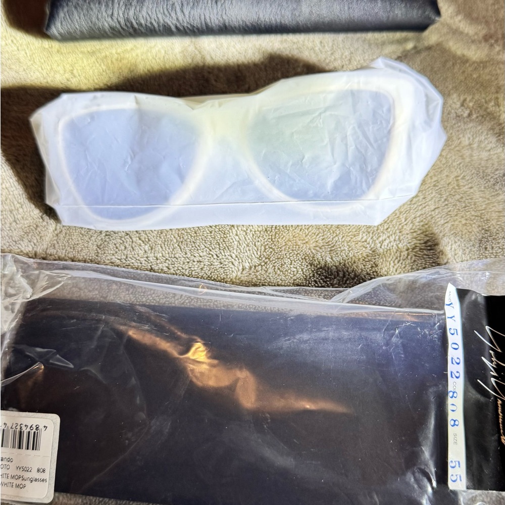 Yohji Yamamoto Cream Cat-Eye Sunglasses with Amber Lenses - Picture 6 of 7